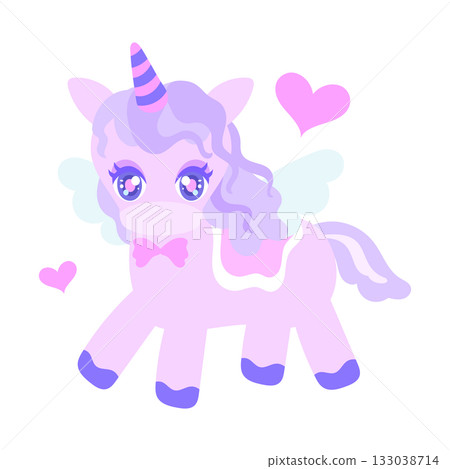 Cute pink unicorn character transparent Cute pink unicorn character transparent 133038714