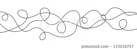 Hand drawn wavy pattern, irregular squiggly black line ornament forming abstract wave Hand drawn wavy pattern, irregular squiggly black line ornament forming abstract wave 133038787