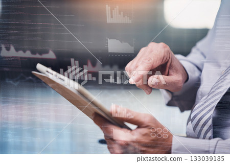 Tablet, chart graphs or man hands doing data analysis of stock exchange, accounting administration or crypto NFT statistics. Financial advisor, analytics overlay or accountant review business funding Tablet, chart graphs or man hands doing data analysis of stock exchange, accounting administration or crypto NFT statistics. Financial advisor, analytics overlay or accountant review business funding 133039185