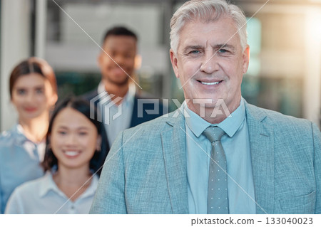 Portrait, leader and senior businessman with team in office for collaboration, teamwork and startup goal. Face, diversity and elderly guy boss leading team in partnership, company and happy workforce Portrait, leader and senior businessman with team in office for collaboration, teamwork and startup goal. Face, diversity and elderly guy boss leading team in partnership, company and happy workforce 133040023