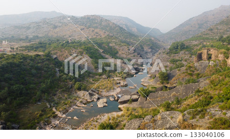 Ancient Pharwala Fort gate ruins above Soan River Islamabad 133040106