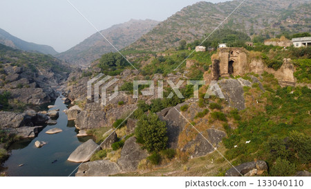 Ruined Pharwala Fort gate standing on a hill near Soan River Islamabad Ruined Pharwala Fort gate standing on a hill near Soan River Islamabad 133040110
