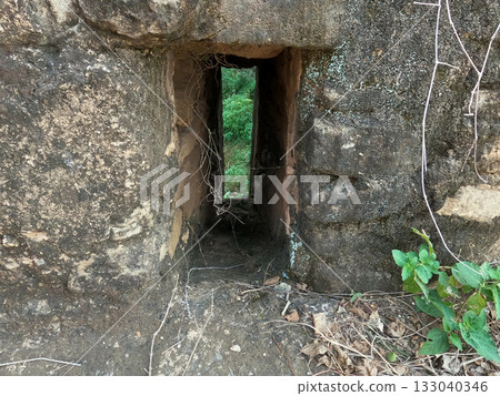Observation hole in Rohtas Fort wall for enemy watch and defense 133040346