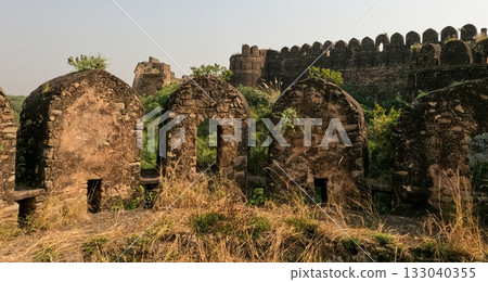 Watch post view with stone arches on top of Rohtas Fort Watch post view with stone arches on top of Rohtas Fort 133040355