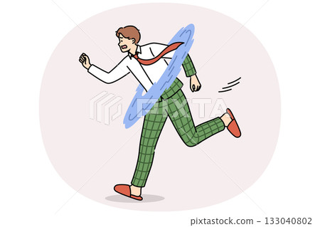 Business man teleports and changes clothes on go, trying to get to work and meet deadline 133040802