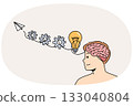 Man with developed intelligence demonstrates ability to generate idea and bring them to life 133040804