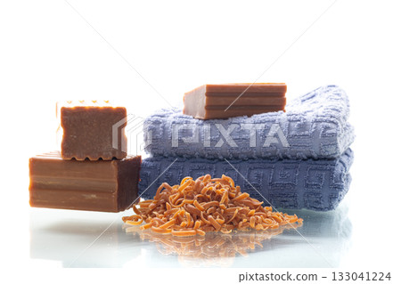 Traditional household soap and grated detergent for surface cleaning 133041224