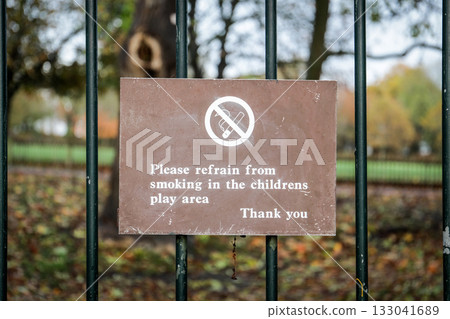 No Smoking Sign in Childrens Play Area 133041689