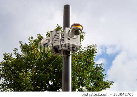 Surveillance cameras installed in urban areas 133041705