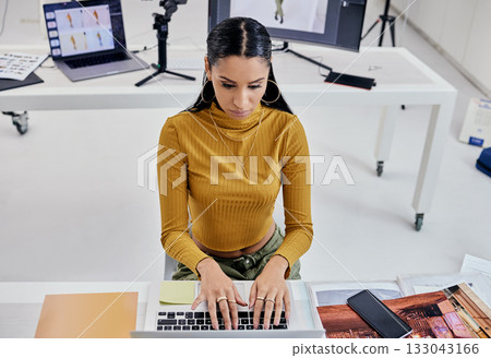 Photography editing, creative typing and woman working on web software for photo edit. Media, fashion photographer and photoshoot planning of a female studio employee doing computer work for press Photography editing, creative typing and woman working on web software for photo edit. Media, fashion photographer and photoshoot planning of a female studio employee doing computer work for press 133043166