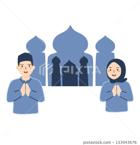 Happy Family Celebrating Eid al Fitr 133043676
