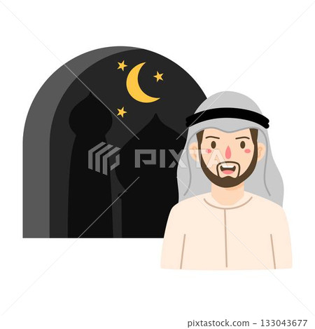 Illustration of a Man Wearing a Keffiyeh 133043677