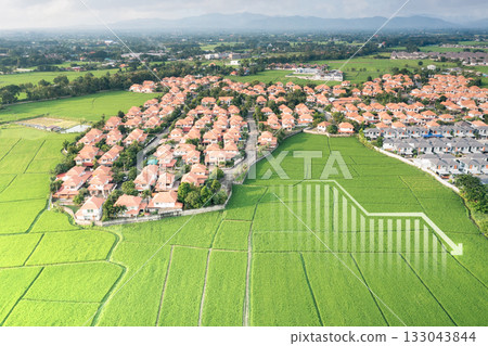 Land in aerial view with concept of land value. 133043844