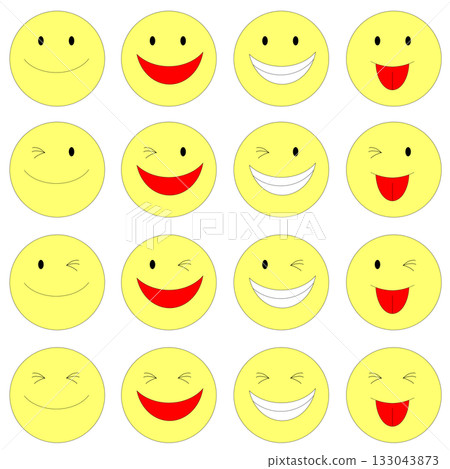 一組具有各種表情的笑臉 133043873
