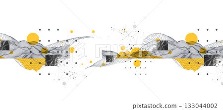 Abstract wireframe background. Modern science art elements. Surface illustration. Abstract wireframe background. Modern science art elements. Surface illustration. 133044002