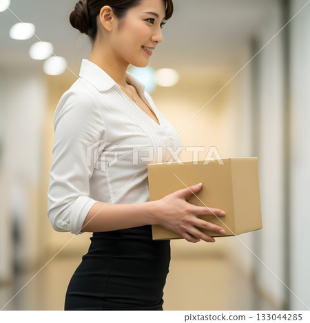 美麗的OL女士提著紙箱 133044285