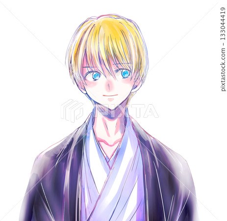 身穿日本服裝的白人男子 133044419