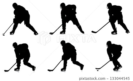 Ice Hockey Stickhandling Silhouette Skill Set Ice Hockey Stickhandling Silhouette Skill Set 133044545