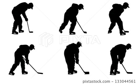 Ice Hockey Linesman Dropping Puck Silhouette 133044561