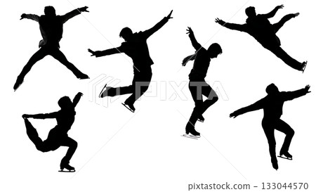 Dynamic Figure Skating Jumps Silhouette Collection Dynamic Figure Skating Jumps Silhouette Collection 133044570
