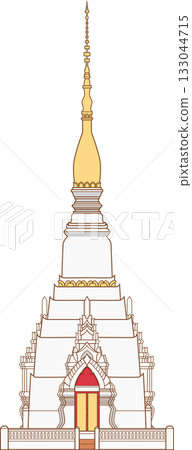 Illustration of Phra That Choeng Chum, a stupa in Sakon Nakhon province, Thailand. Illustration of Phra That Choeng Chum, a stupa in Sakon Nakhon province, Thailand. 133044715