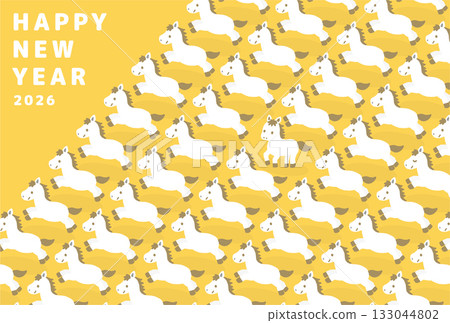 2026年新年賀卡素材 馬圖案插圖（黃色） 133044802