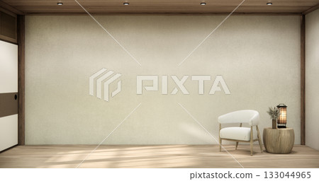 white Mini sofa armchair on interior design modern living room Japanese style.3D rendering 133044965