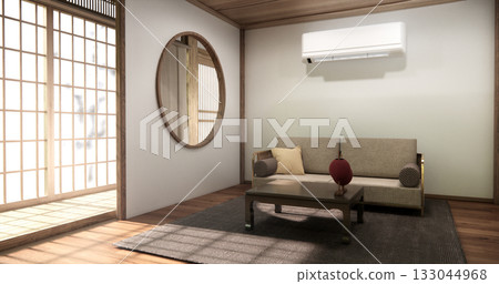 white Mini sofa armchair on interior design modern living room Japanese style.3D rendering 133044968