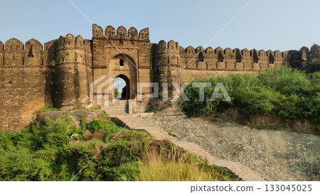 Ancient stone Badshahi Gate of Rohtas Fort heritage 133045025