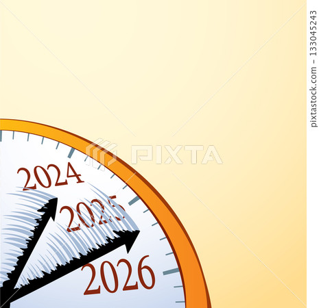 Vector drawing. The hands of a clock flutter in the wind. Vector drawing. The hands of a clock flutter in the wind. 133045243