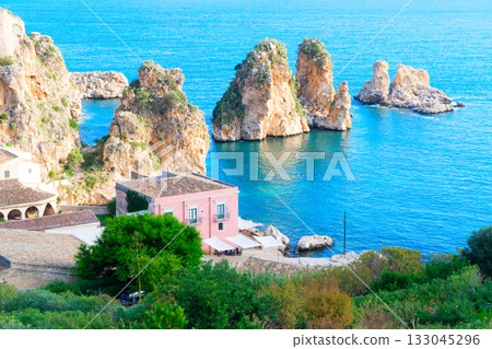 Scopello cliffs, Sicily Island, Italy 133045296