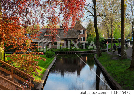 skyline of old town Giethoorn skyline of old town Giethoorn 133045422