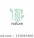 Leaves of the letter "n" vector logo design 133045460