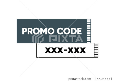 Modern cartoon template with promo code. Enter the promo code to use the discount. Modern design. Vector illustration. 133045551