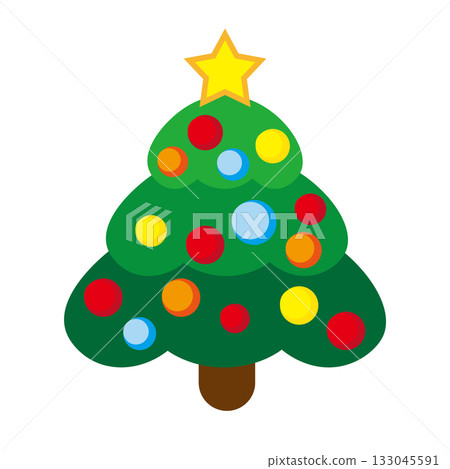 Simple Christmas tree illustration on white background Simple Christmas tree illustration on white background 133045591