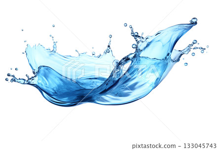 blue water splash isolated on white background. Water splash 133045743