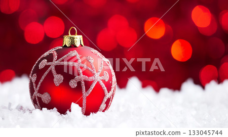 Christmas ball isolated on red background 133045744