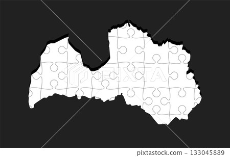 Creative map of Latvia from white puzzle, jigsaw Creative map of Latvia from white puzzle, jigsaw 133045889