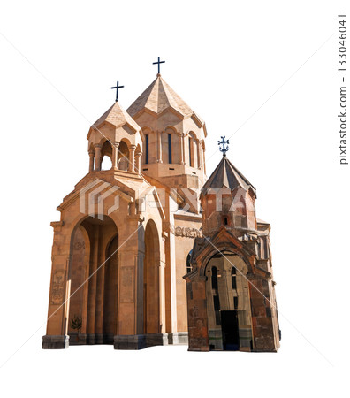 A large church building with a small building attached to it A large church building with a small building attached to it 133046041