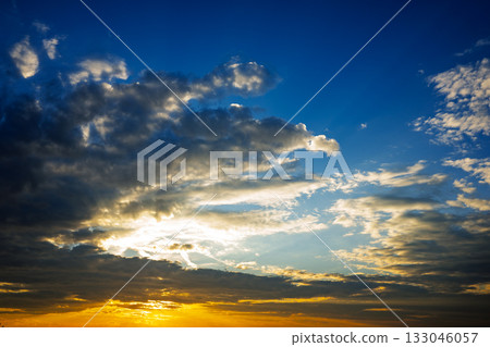 The sky is blue with a few clouds 133046057