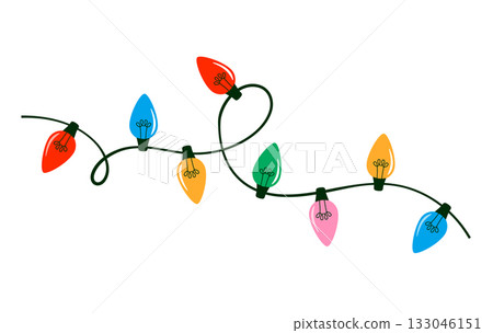 Colorful Christmas lights garland 133046151