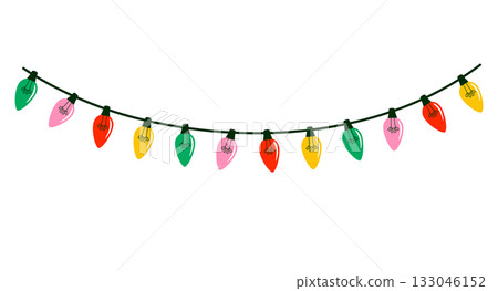 Colorful Christmas lights garland Colorful Christmas lights garland 133046152
