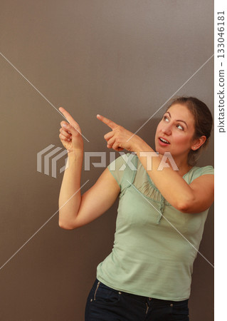 Portrait of mature woman showing copy space Portrait of mature woman showing copy space 133046181