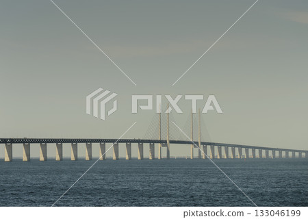 Oresund bridge between Denmark and Sweden. 133046199