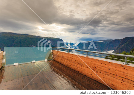 Fjord landscape at Stegastein viewpoint Norway 133046203