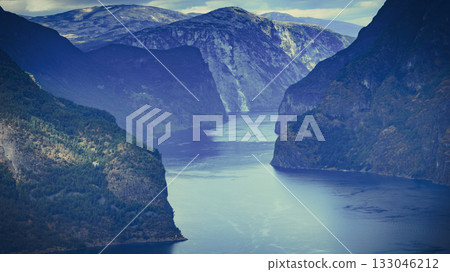 Fjord landscape Aurlandsfjord in Norway Fjord landscape Aurlandsfjord in Norway 133046212