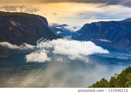 Fjord landscape Aurlandsfjord in Norway Fjord landscape Aurlandsfjord in Norway 133046218