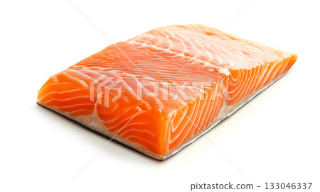 Fresh raw salmon fillets on white background. 133046337