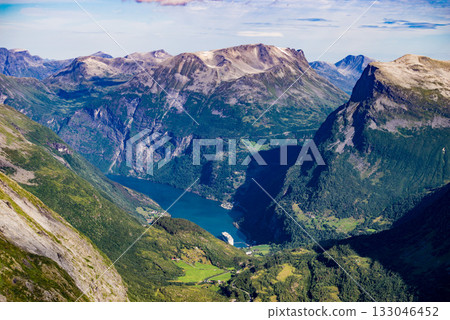 Geirangerfjord from Dalsnibba viewpoint, Norway 133046452