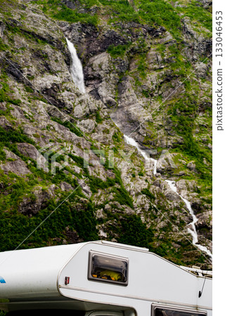 Camper car alcove in mountains Camper car alcove in mountains 133046453